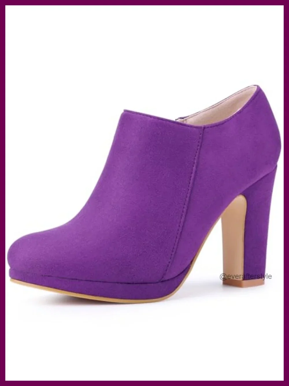 Faux Suede Platform Ankle Booties with Block Heel